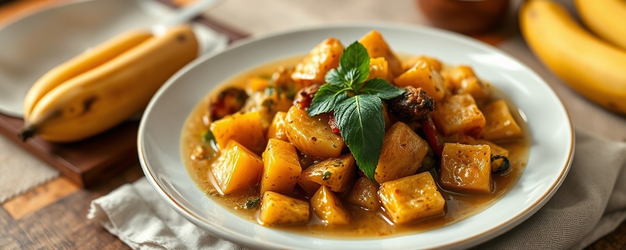 Cured Spiced Jackfruit and Plantain Stew