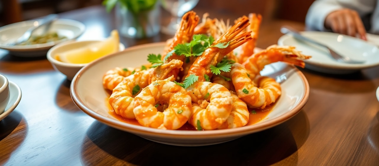 Deep-Fried Prawns with Preserved Lemon & Kaffir Lime Glaze