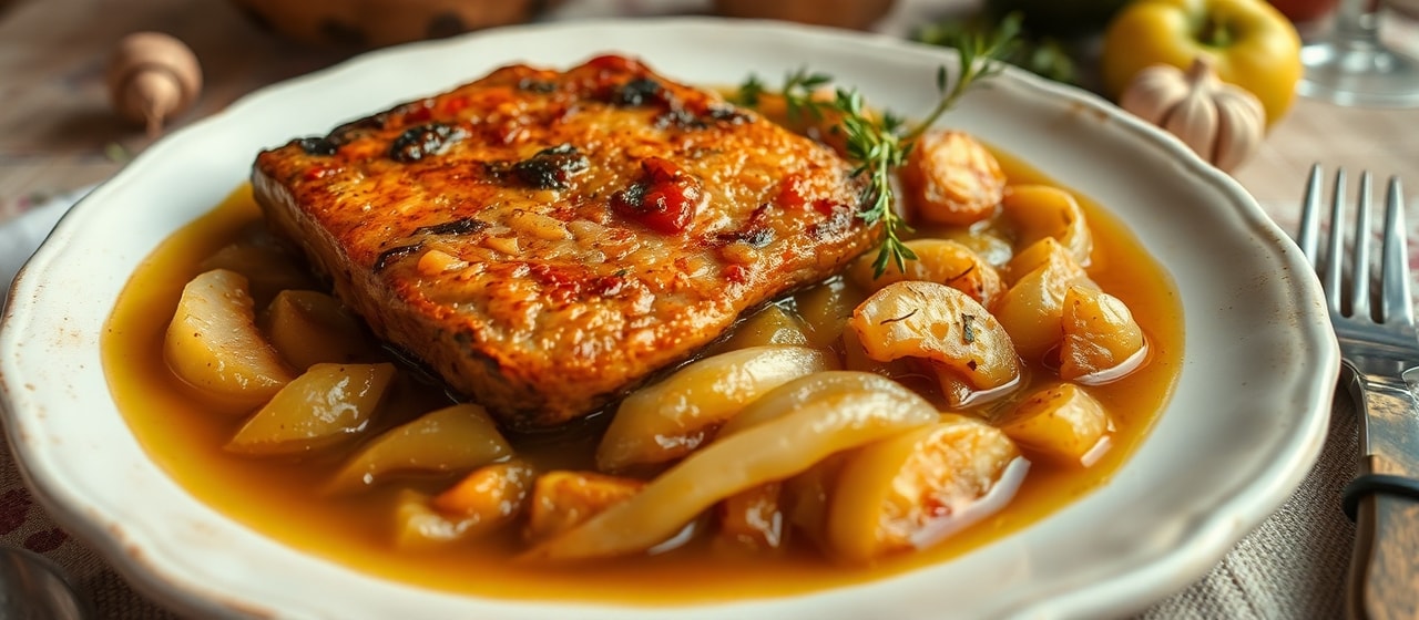 Duszone Boczek z Kapustą i Jabłkami (Braised Pork Belly with Cabbage and Apples)