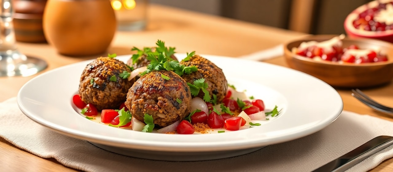 Egyptian Charcoal-Grilled Lamb Kofta with Pomegranate-Mint Relish