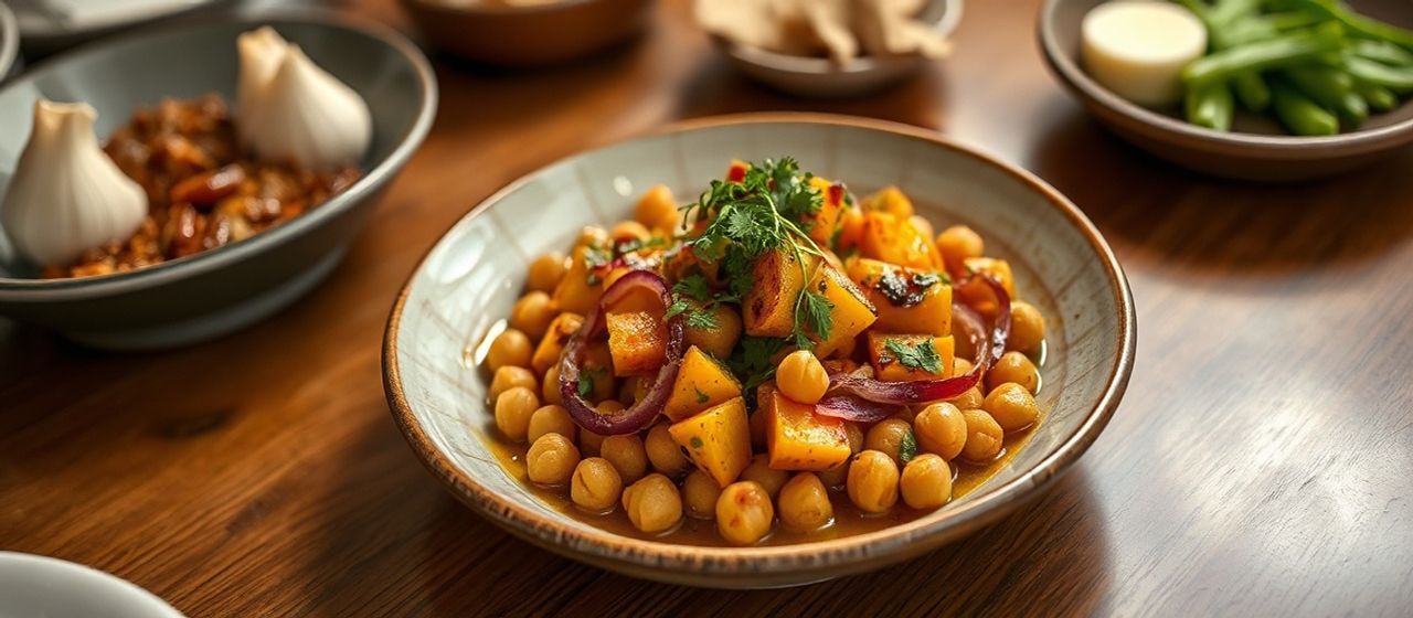 Egyptian Flash-Fried Butternut Squash with Spiced Chickpeas
