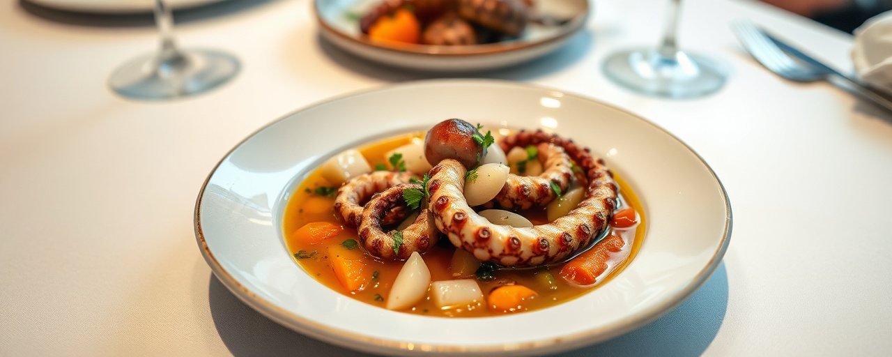 Česká Pošírovaná Chobotnice s Kořenovou Zeleninou (Czech Poached Octopus with Root Vegetables)