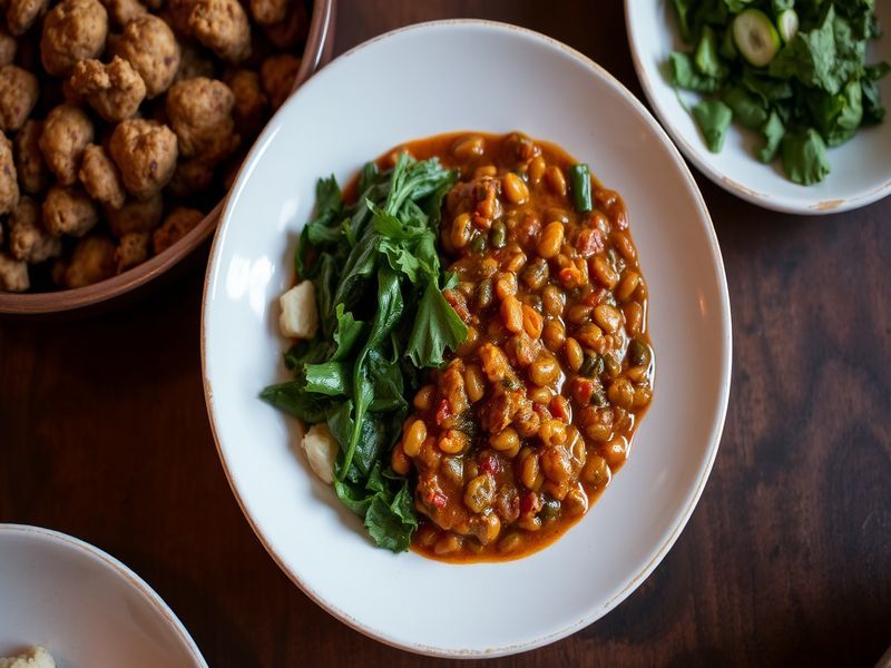 Ethiopian Misir Wot with Gomen (Spicy Red Lentil Stew with Collard Greens)