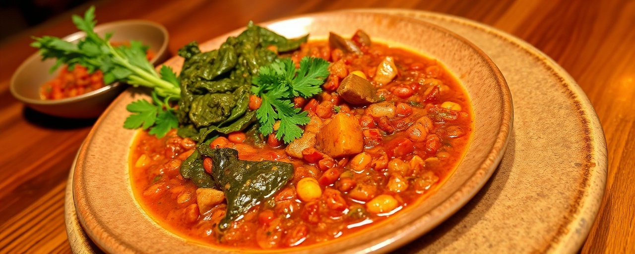 Ethiopian Misir Wot with Gomen (Spicy Red Lentil Stew with Collard Greens)