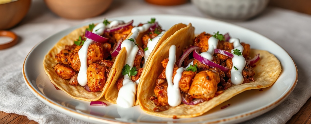 Ethiopian Spiced Chicken Tacos with Cooling Yogurt Drizzle