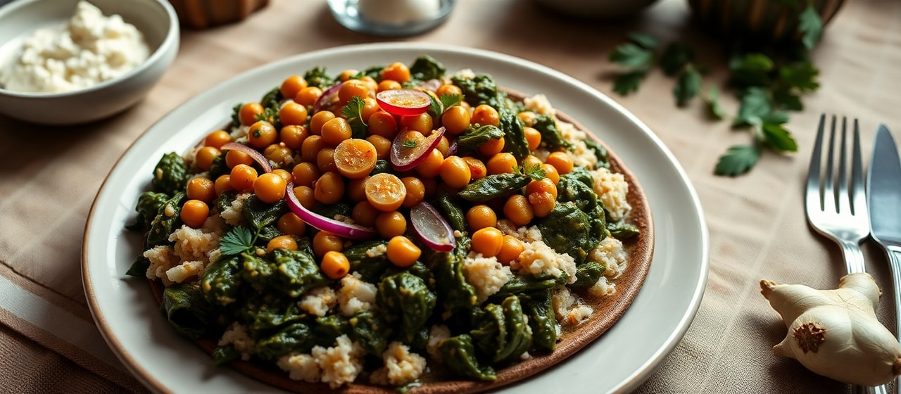 Ethiopian Spiced Chickpea and Collard Green Wot
