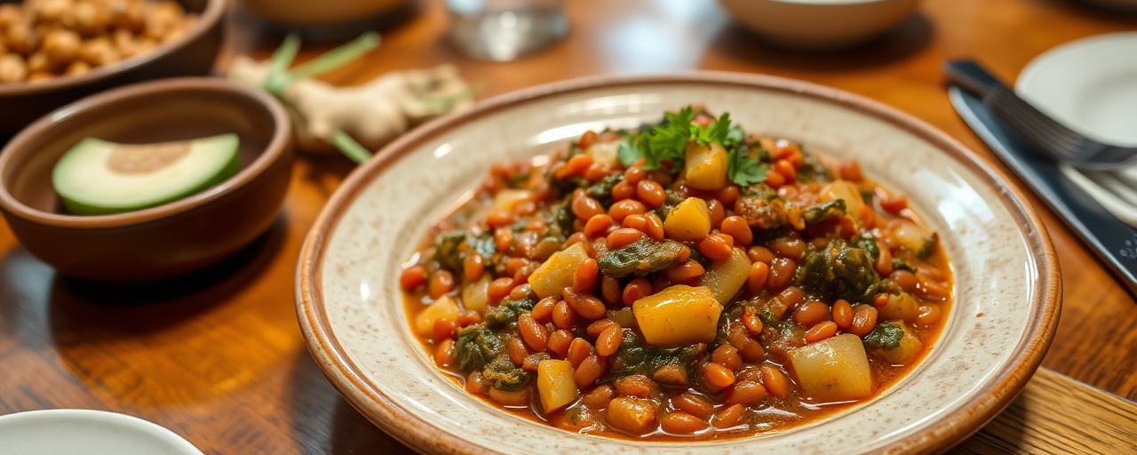 Ethiopian Spiced Red Lentil and Collard Green Stew