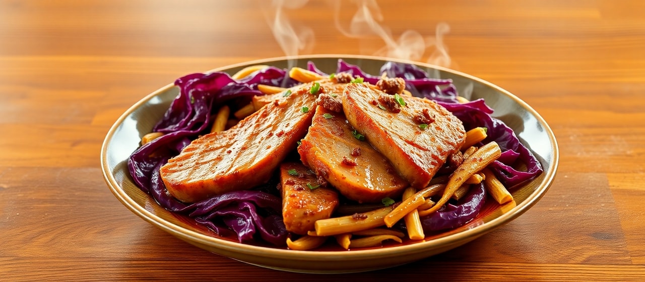 Fermented Lemongrass and Paprika Pork with Savory Cabbage