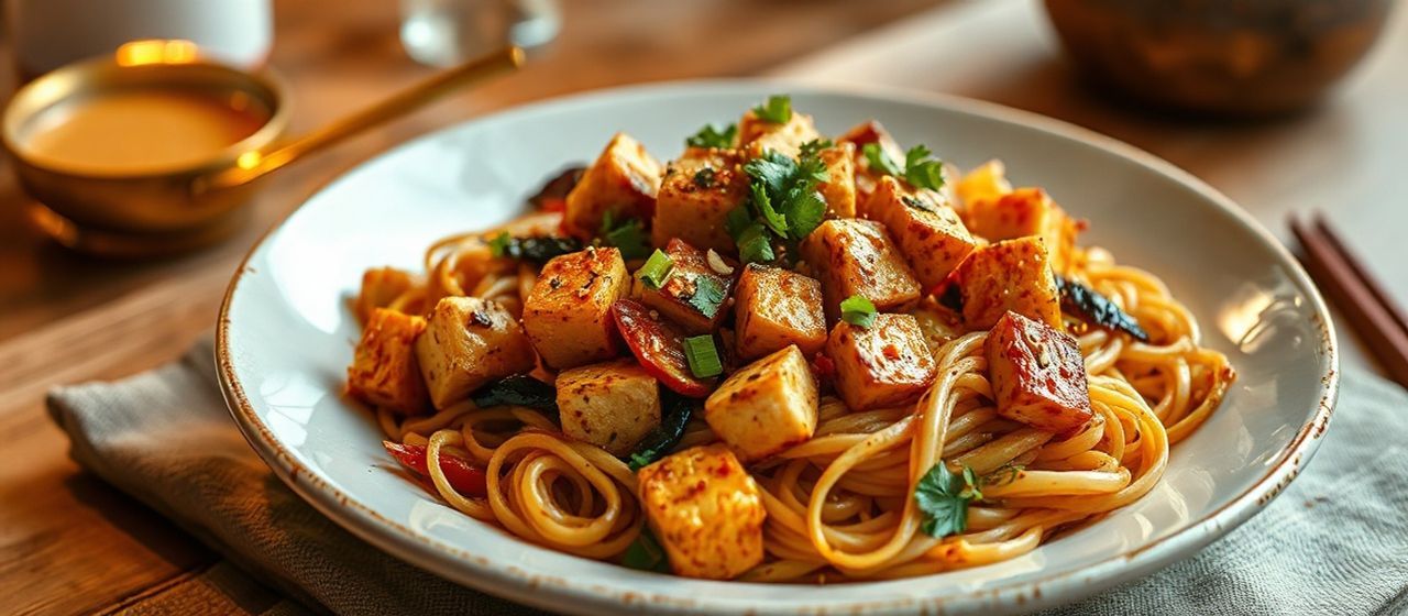 Fiery Peanut Tofu Stir-fry with Soba Noodles