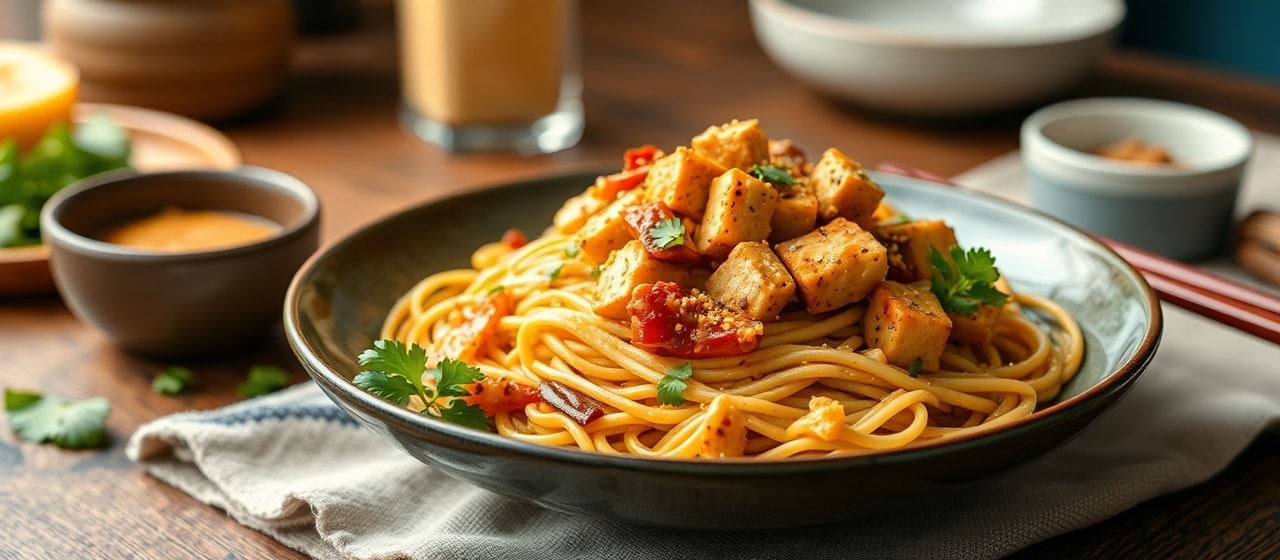 Fiery Peanut Tofu Stir-fry with Soba Noodles