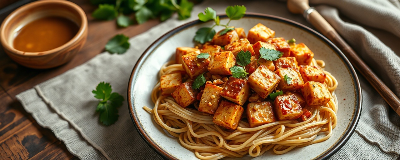 Fiery Peanut Tofu Stir-fry with Soba Noodles