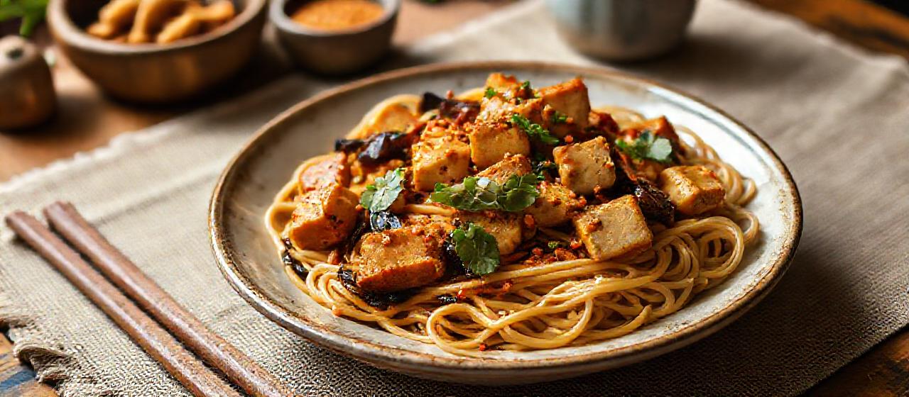 Fiery Peanut Tofu Stir-fry with Soba Noodles