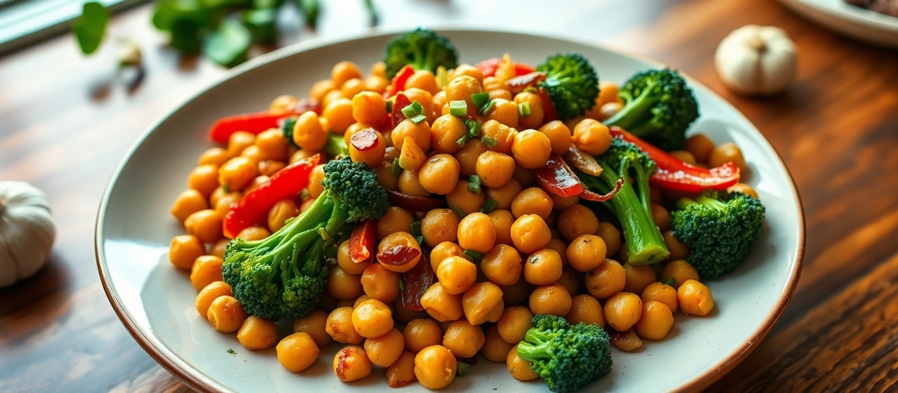 Fire-Kissed Five-Spice Chickpeas with Wok-Kissed Gai Lan
