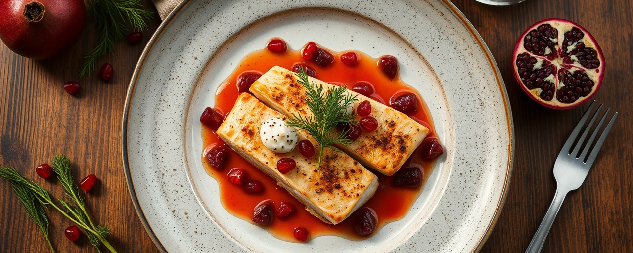 Fire-Roasted Arctic Char with Pomegranate-Juniper Glaze