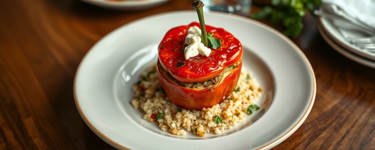 Fire-Roasted Bell Peppers Stuffed with Herbed Couscous