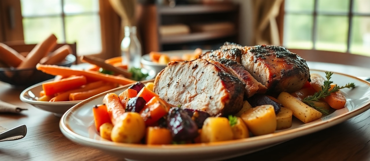 Fire-Roasted Bohemian Pork Shoulder with Spiced Root Vegetables