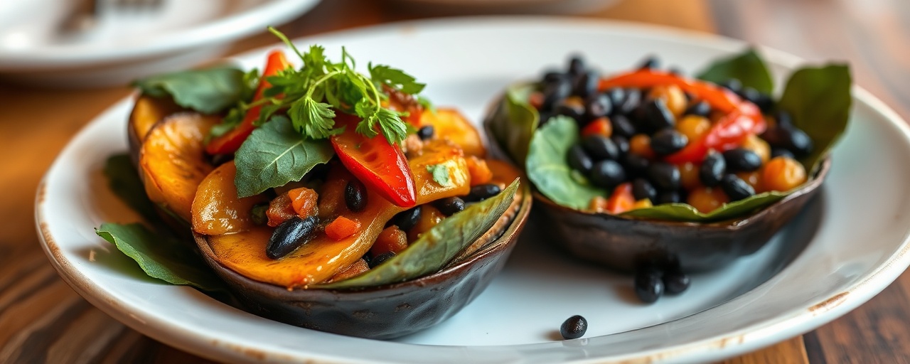 Fire-Roasted Caribbean Plantain & Callaloo Bowls with Gochujang-Mango Glaze