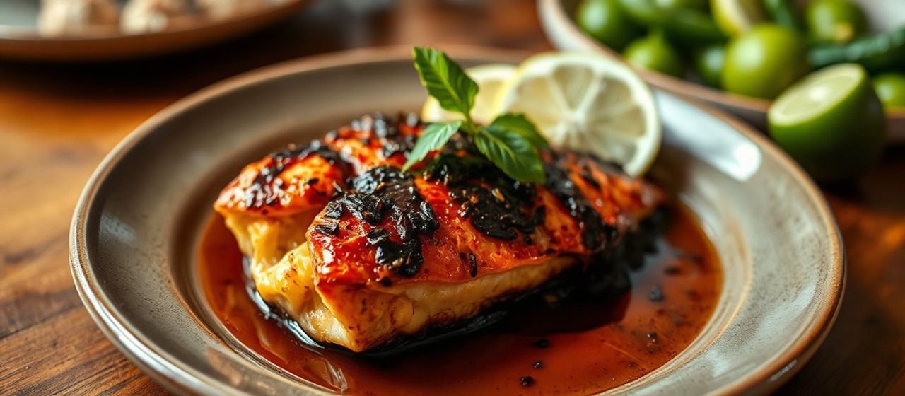 Fire-Roasted Caribbean Snapper with Black Garlic Glaze