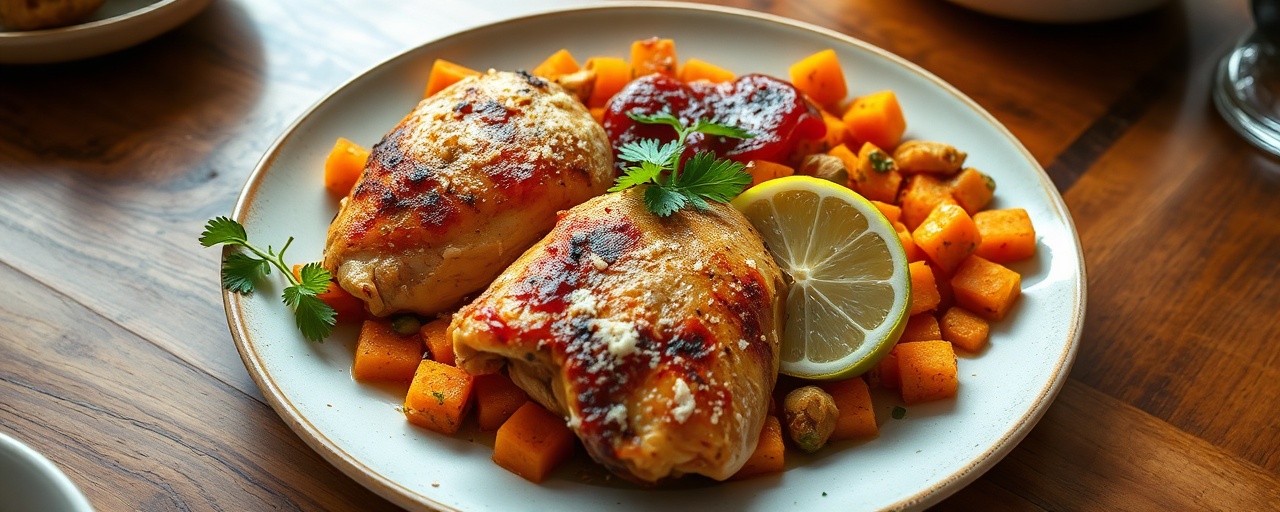 Fire-Roasted Coconut Lime Chicken with Sweet Potato Hash