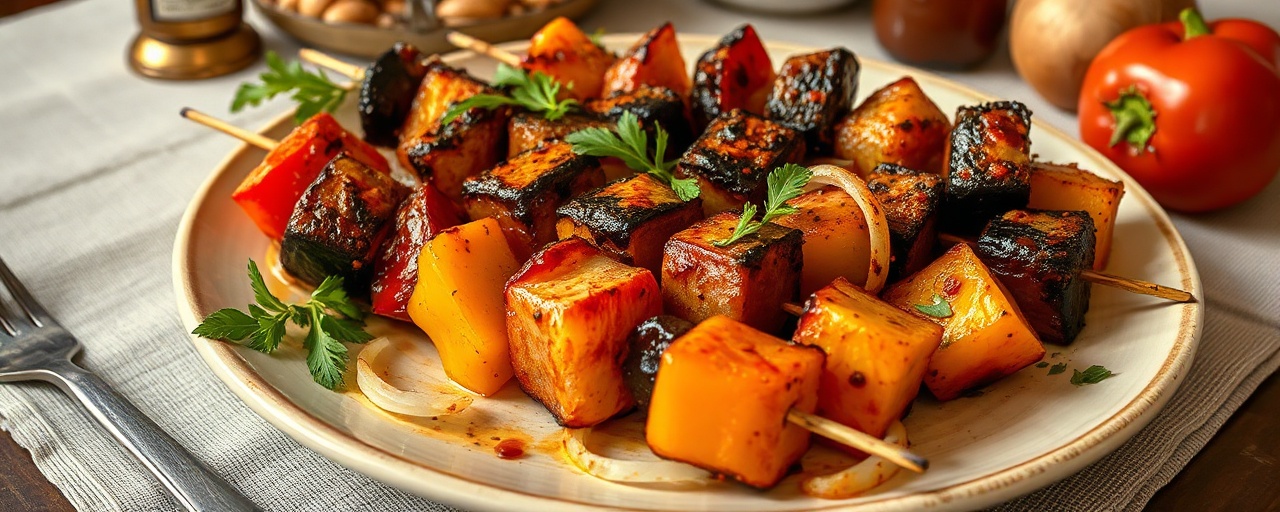 Fire-Roasted Gochujang-Glazed Mediterranean Vegetable Skewers