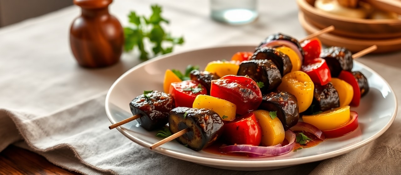 Fire-Roasted Gochujang-Glazed Mediterranean Vegetable Skewers