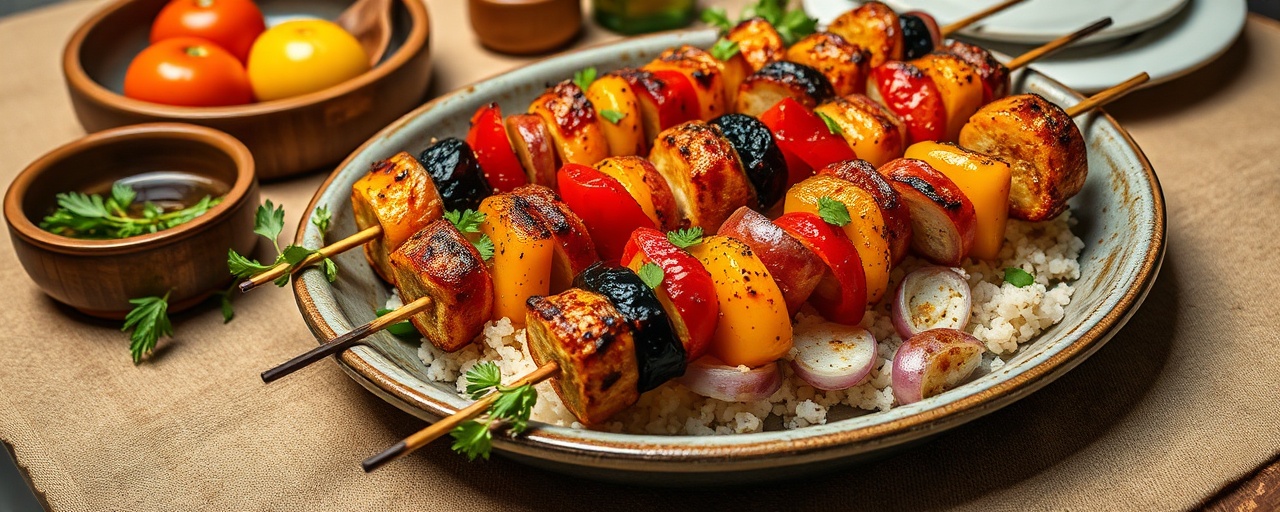 Fire-Roasted Gochujang-Glazed Mediterranean Vegetable Skewers
