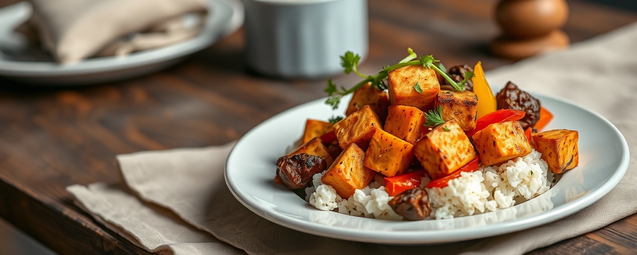 Fire-Roasted Jerk Tofu & Sweet Potato Medley