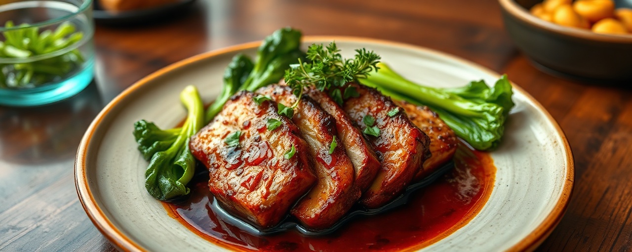 Fire-Roasted Miso-Glazed Five-Spice Duck Breast with Bok Choy