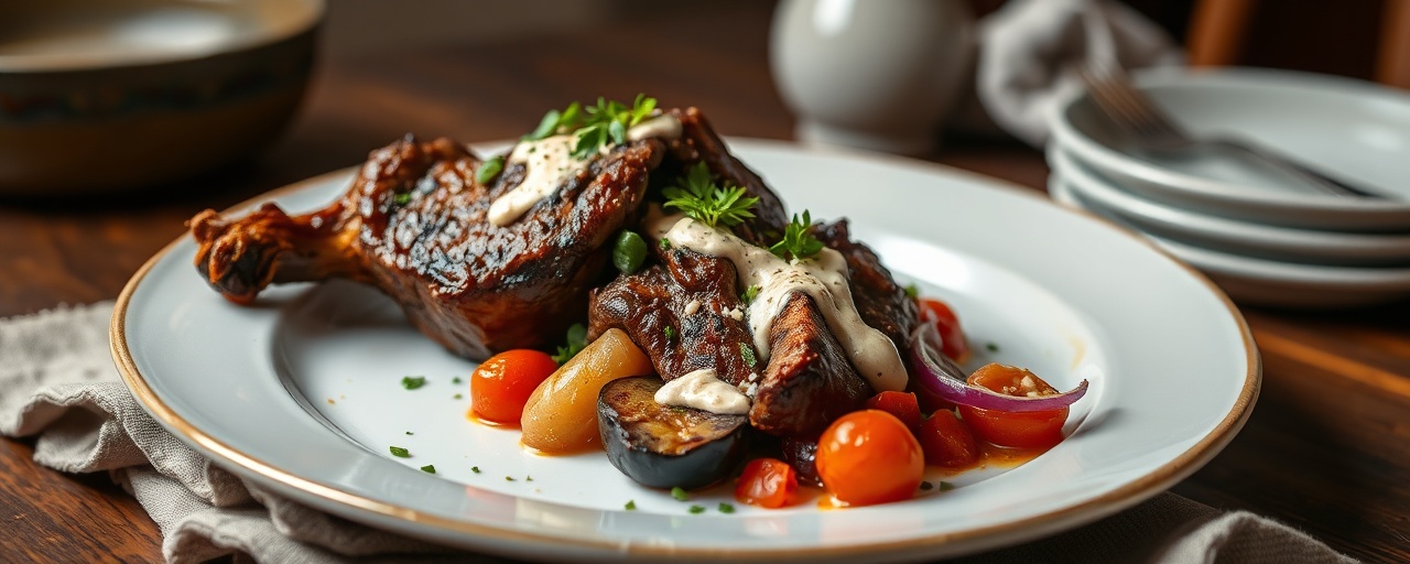 Fire-Roasted Moroccan Lamb and Eggplant with Spiced Tahini Drizzle