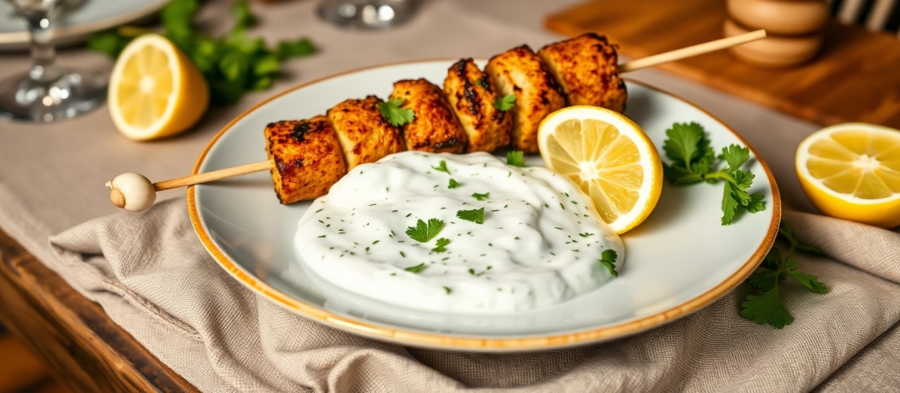 Fire-Roasted Seitan Souvlaki with Plant-Based Tzatziki