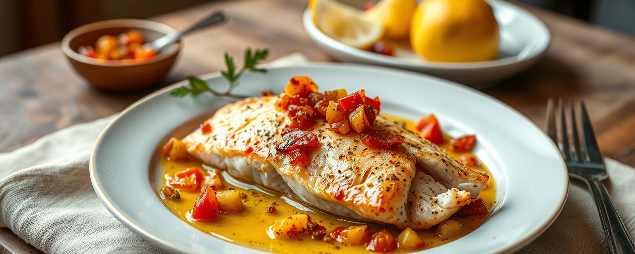 Fire-Roasted Snapper with Preserved Lemon and Roasted Chile Salsa