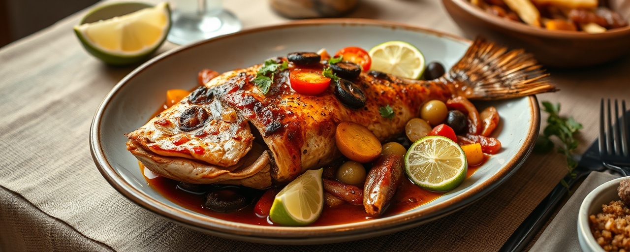 Fire-Roasted Tamarind Glazed Snapper with Charred Vegetables