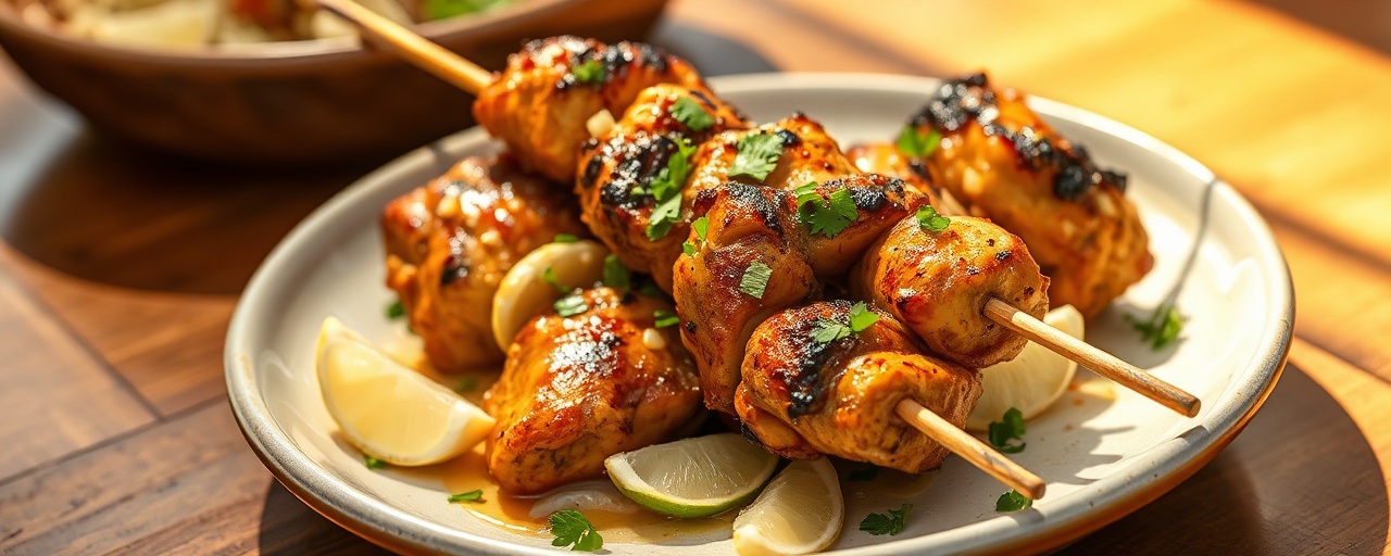 Fire-Roasted Thai Chicken Skewers with Spicy Tahini-Coconut Glaze