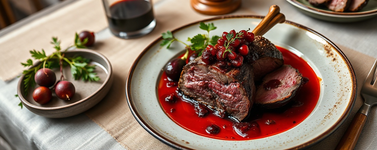 Fire-Roasted Venison with Smoked Beetroot and Lingonberry-Chipotle Glaze