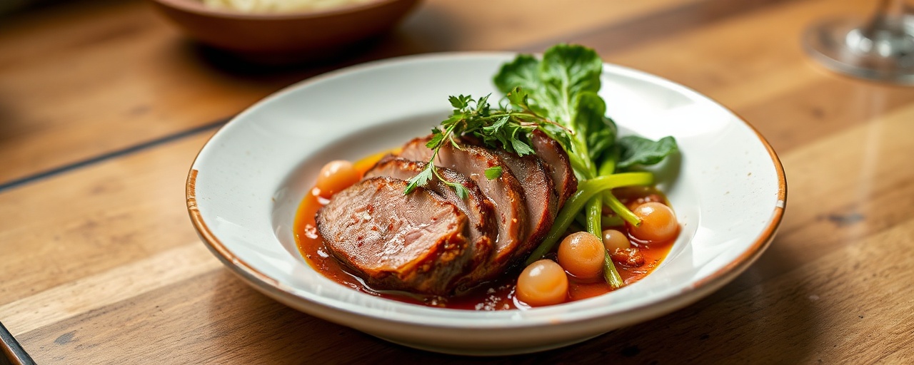 Five-Spice Cardamom Cured Duck Breast with Lychee and Bok Choy
