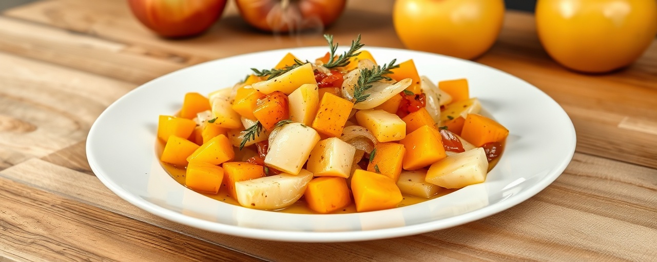 Flammkürbis mit Apfel und Kümmel