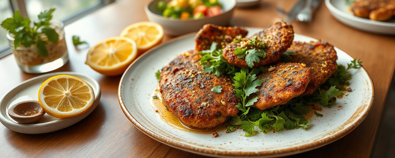 Flash-Fried Baharat Chicken with Preserved Lemon & Herb Salad