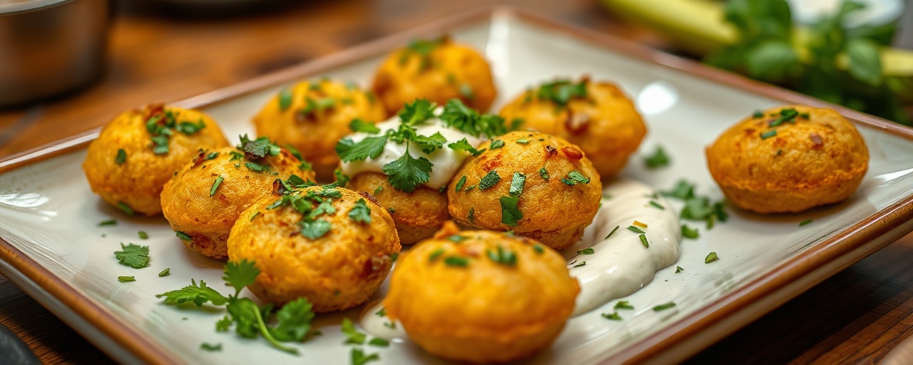 Flash-Fried Batata Halwa Bites with Herbed Tahini