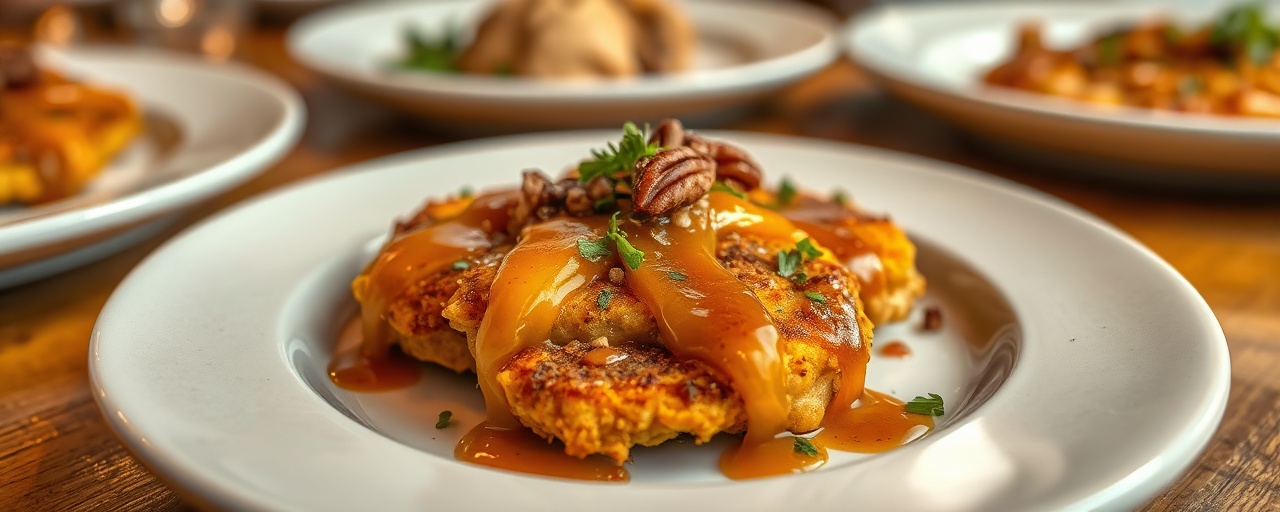 Flash-Fried Butternut Squash Fritters with Maple-Pecan Drizzle