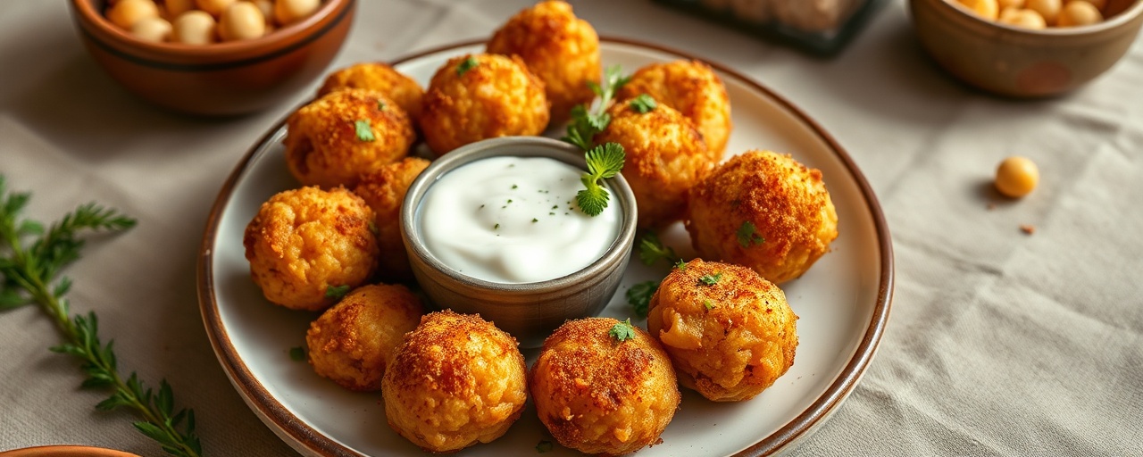 Flash-Fried Chickpea Poppers with Creamy Ranch Dip