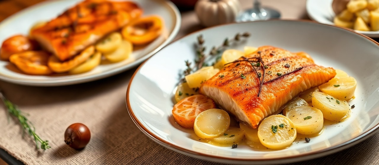 Flash-Fried Polish Salmon with Black Garlic Potato Latkes