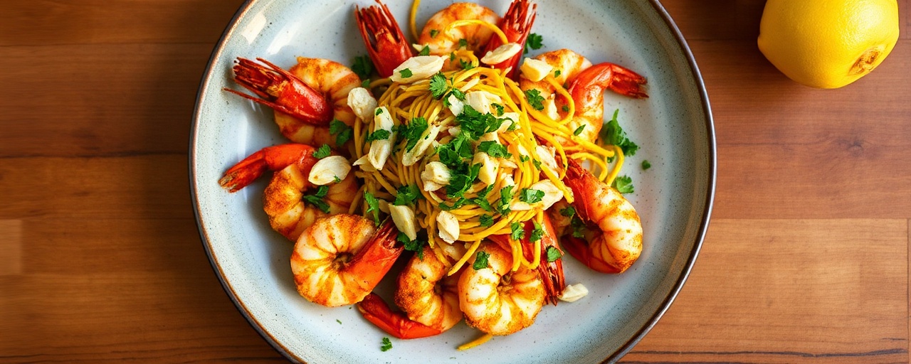 Flash-Fried Saffron Charmoula Prawns with Preserved Lemon Slaw