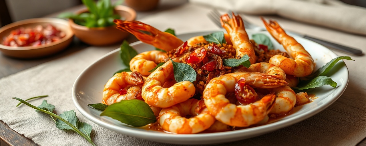 Flash-Fried Spicy Galangal Prawns with Crispy Curry Leaves
