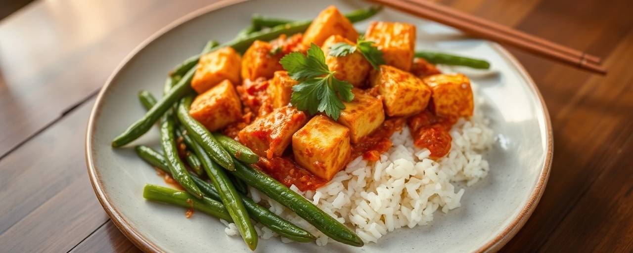 Flash-Fried Tofu Pad Prik King with Crispy Green Beans