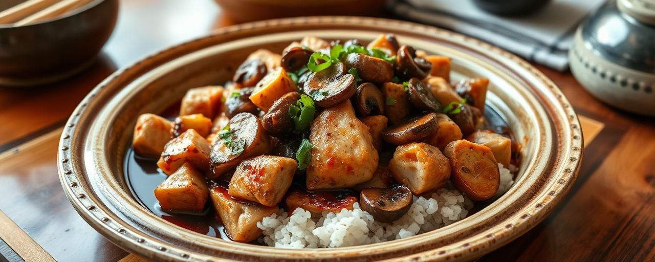 Fragrant Clay Pot Chicken and Mushroom with Savory Miso-Black Bean Sauce