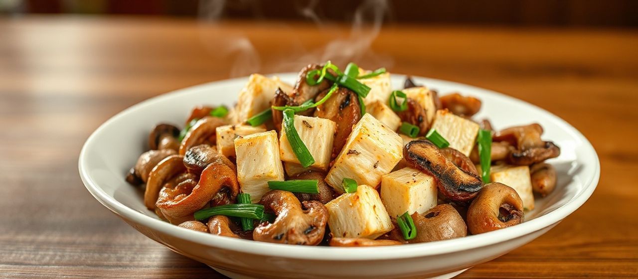 Fragrant Tofu and Mushroom Stir-fry with Garlic Chives