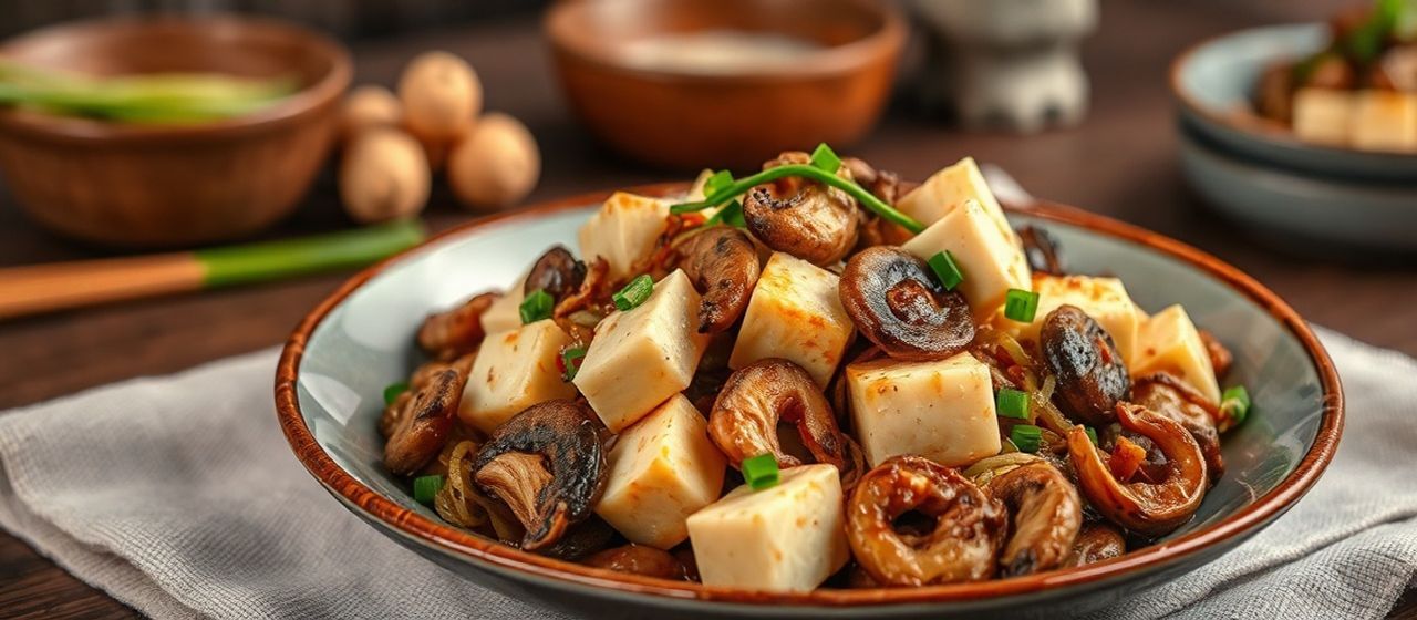 Fragrant Tofu and Mushroom Stir-fry with Garlic Chives