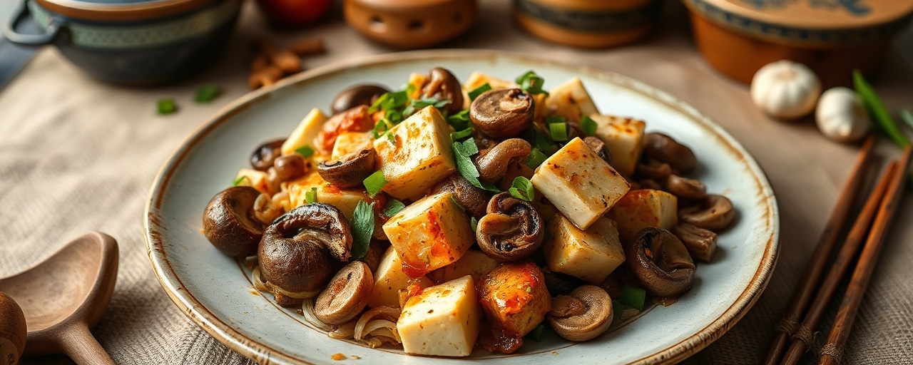 Fragrant Tofu and Mushroom Stir-fry with Garlic Chives