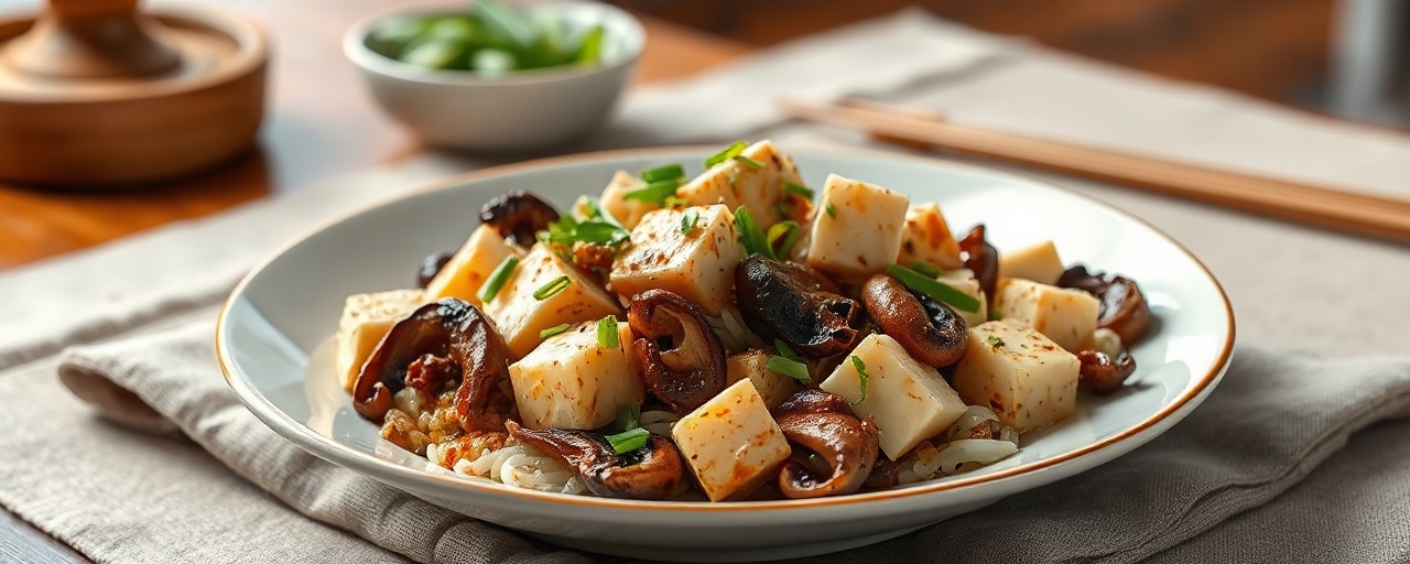 Fragrant Tofu and Mushroom Stir-fry with Garlic Chives