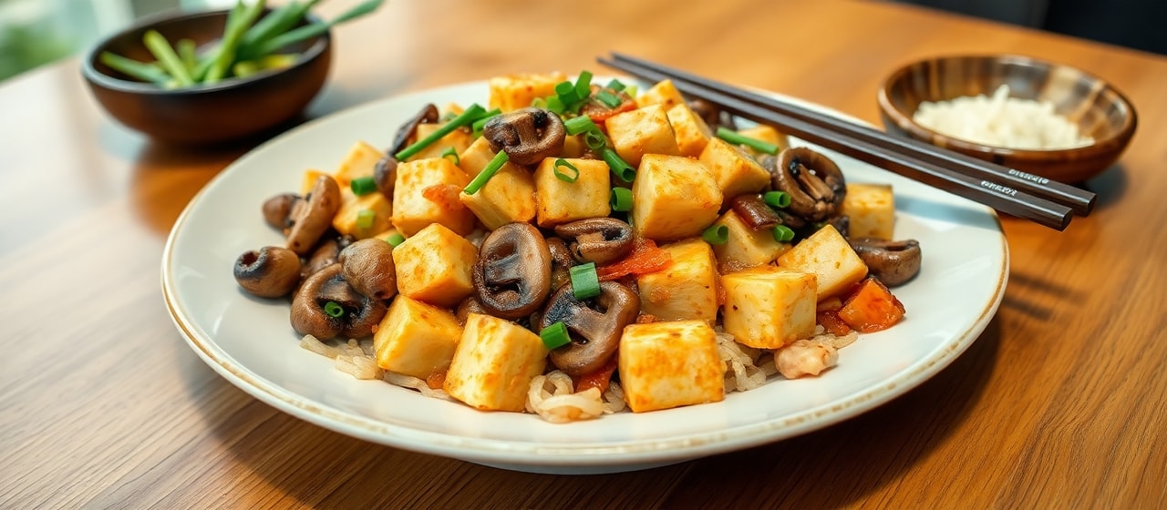 Fragrant Tofu and Mushroom Stir-fry with Garlic Chives